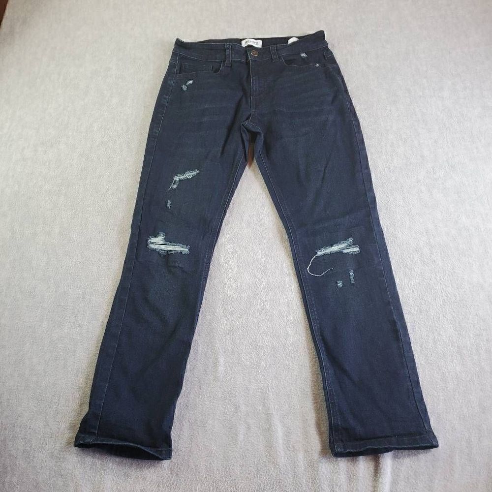 Ring Of Fire Jeans Boys 14 Blue Slim Fit Distressed Straight Leg Denim